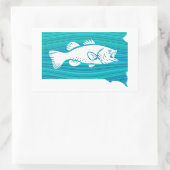 サウスダコタウェーブ魚釣り 長方形シール (バッグ)