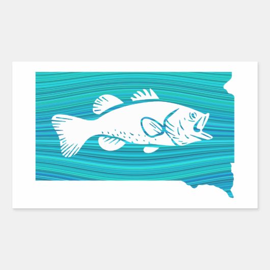 サウスダコタウェーブ魚釣り 長方形シール (正面)