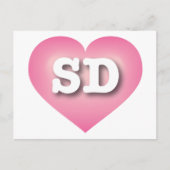 サウスダコタピンクフェードハート- I love SD ポストカード (正面)