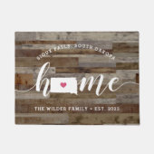 サウスダコタホーム州パーソナライズされたウッド外観 ドアマット (正面)