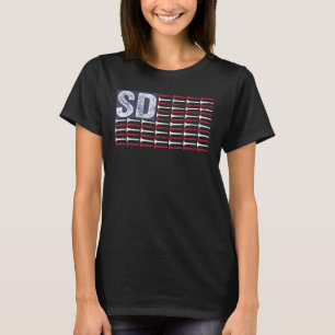 サウスダコタホーム州SDアメリカ国旗の愛国心 Tシャツ