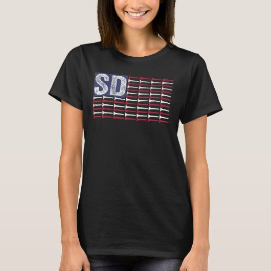 サウスダコタホーム州SDアメリカ国旗の愛国心 Tシャツ (正面)