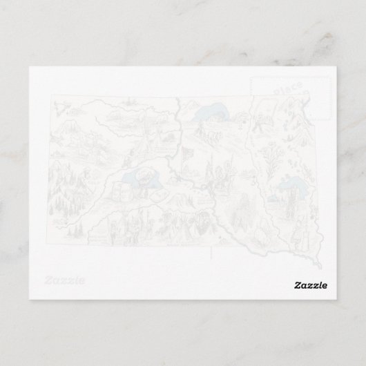 サウスダコタヴィンテージ写真地図アンティーク図 ポストカード (裏面)