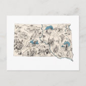 サウスダコタヴィンテージ写真地図アンティーク図 ポストカード (正面)