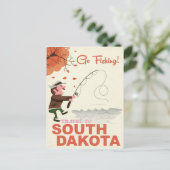 サウスダコタヴィンテージ魚釣りバケーションポスター ポストカード (スタンド正面)