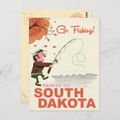サウスダコタヴィンテージ魚釣りバケーションポスター ポストカード (正面/裏面)