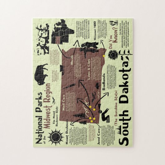 サウスダコタ国立公園インフォグラフィックの地図 ジグソーパズル (縦)