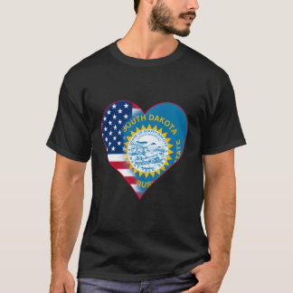 サウスダコタ州とアエリック州旗の融合ブレンド Tシャツ