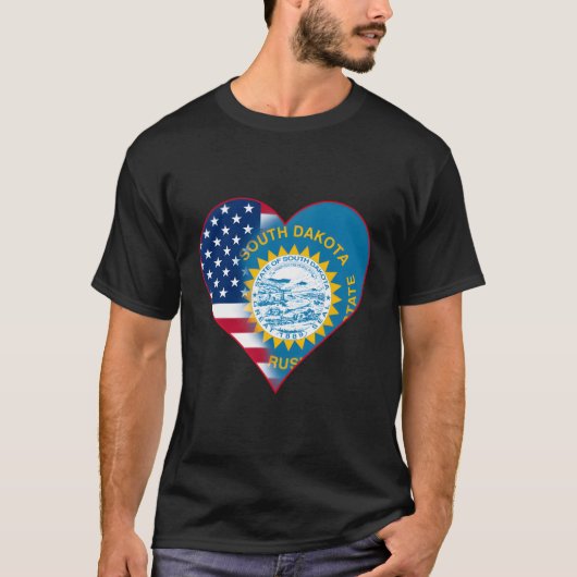 サウスダコタ州とアエリック州旗の融合ブレンド Tシャツ (正面)