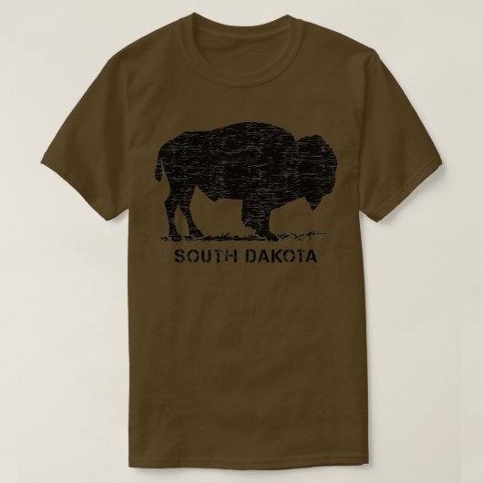 サウスダコタ州とアメリカンバッファローバイソン  Tシャツ (デザイン正面)