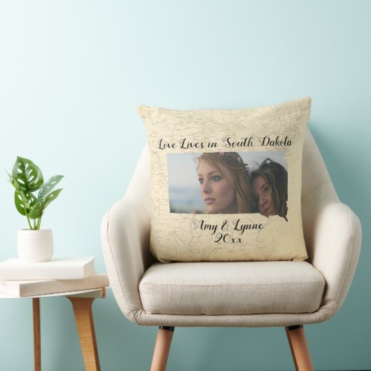 サウスダコタ州に住む古い地図の愛の州写真 クッション (椅子)