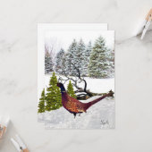 サウスダコタ州のキジのクリスマスプレゼントフラット カード (正面/裏面インサイチュ)