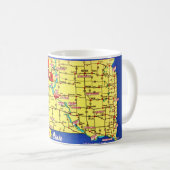 サウスダコタ州のレトロ地図マグ コーヒーマグカップ (正面右)