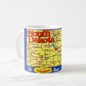 サウスダコタ州のレトロ地図マグ コーヒーマグカップ (正面左)