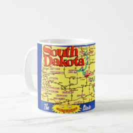 サウスダコタ州のレトロ地図マグ コーヒーマグカップ