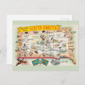 サウスダコタ州の挨拶マップ ポストカード (正面/裏面)