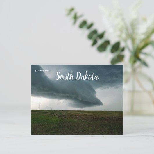 サウスダコタ州の野原で嵐が吹き荒れる ポストカード (スタンド正面)