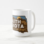 サウスダコタ州の風景のレトロなシルエット コーヒーマグカップ (正面右)