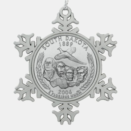 サウスダコタ州クォーター スノーフレークピューターオーナメント (正面)