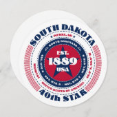 サウスダコタ州サーキュラータイポグラフィフラットカード (正面/裏面)