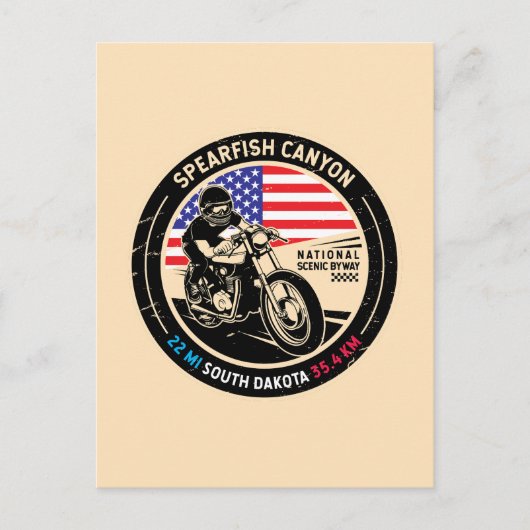 サウスダコタ州スピアフィッシュキャニオンバイクツーリング ポストカード (正面)