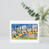 サウスダコタ州ヒューロンからの挨拶！レトロ ポストカード (スタンド正面)