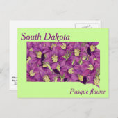 サウスダコタ州フラワーコラージュの地図 ポストカード (正面/裏面)