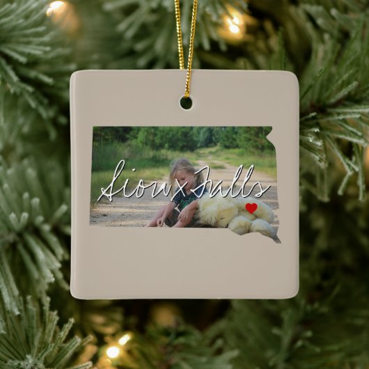 サウスダコタ州写真付きと町名 セラミックオーナメント (ツリー)