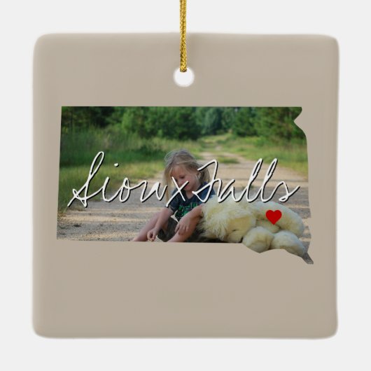 サウスダコタ州写真付きと町名 セラミックオーナメント (裏面)