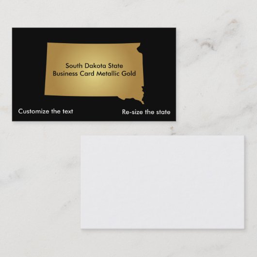 サウスダコタ州名刺メタリック金ゴールド 名刺 (正面/裏面)