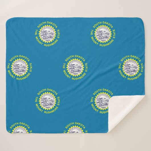 サウスダコタ州旗と愛国心のあるシェルパ毛布 シェルパブランケット (正面(横))