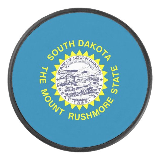 サウスダコタ州旗と愛国的なホッケーパック アイスホッケーパック (正面)