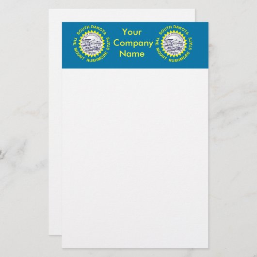 サウスダコタ州旗を持つ文房具 便箋 (正面/裏面)