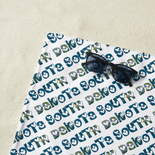 サウスダコタ州旗タイポグラフィパターンUSA ビーチタオル (インサイチュ)