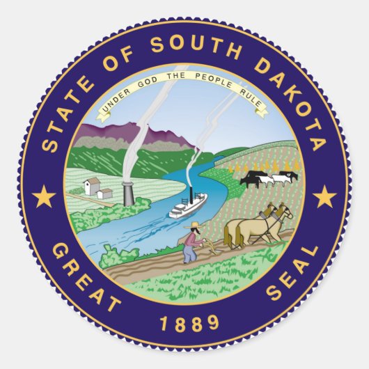 サウスダコタ州旗統一されたアメリカ ラウンドシール (正面)