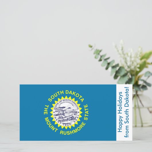 サウスダコタ州旗、アメリカからのハッピーホリデー シーズンカード (スタンド正面)