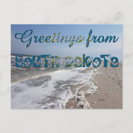 サウスダコタ州旗USAハートからの挨拶 ポストカード