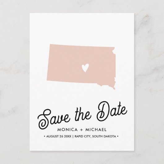 サウスダコタ州行先ウェディング任意の色 案内ポストカード (正面)
