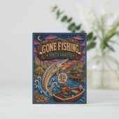 サウスダコタ州 Gone Fishing パドルフィッシュ ポストカード (スタンド正面)
