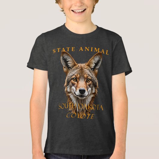 サウスダコタ準州の動物 コヨーテ トライブレンドTシャツ (正面)