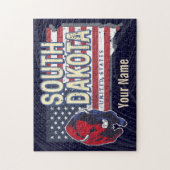 サウスダコタ統一された州レトロ州マップヴィンテージ ジグソーパズル (縦)