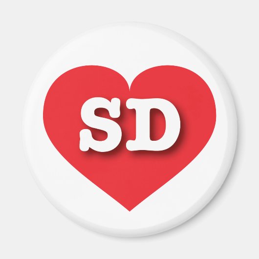 サウスダコタ赤いハート- I love SD マグネット (正面)