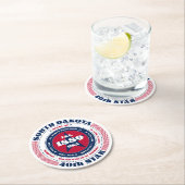 サウスダコタ赤白青タイポグラフィ ラウンドペーパーコースター (インサイチュ)