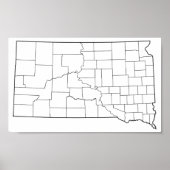 サウスダコタ郡の空白の概要マップ ポスター (正面)