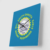 サウスダコタ、米国の旗が付いている柱時計 スクエア壁時計 (傾斜)