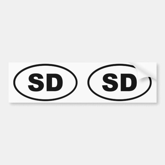 サウスダコタSD楕円 バンパーステッカー (正面)