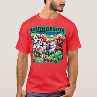 サウスダコタUSAランドマークススカイライン山ルシュモア Tシャツ