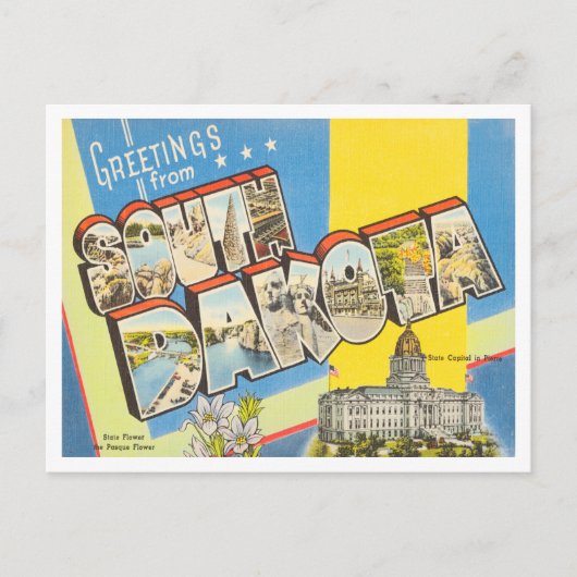 サウスダコットヴィンテージ旅行ポストカードからの挨拶 ポストカード (正面)