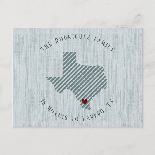 サウステキサス州ブルーリネンアンドハートテキサス州ムービング 案内ポストカード (正面)