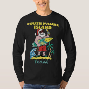 サウスパドレアイランドテキサス州サンタクリスマスサーフィン Tシャツ